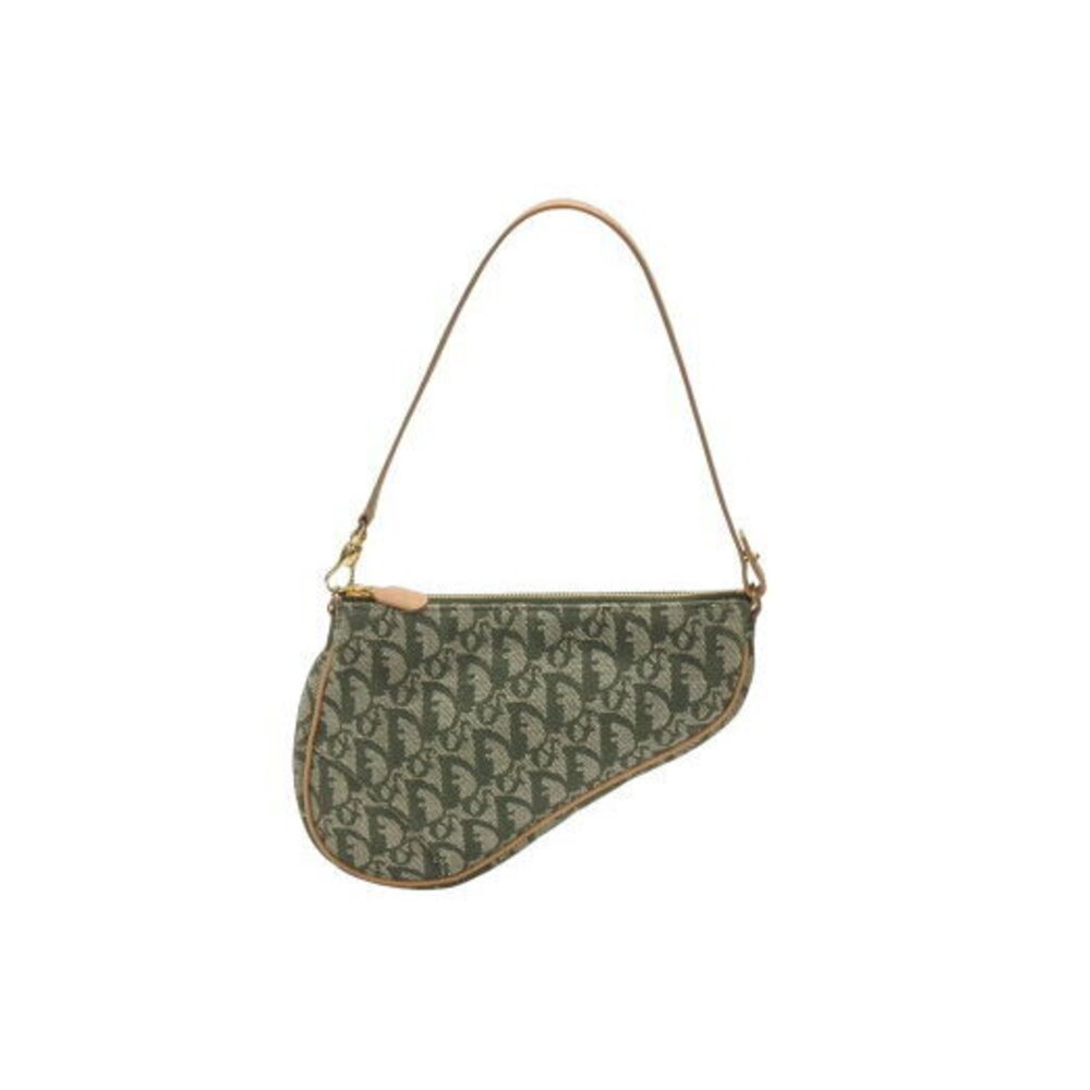 Christian Dior Trotter Saddle Pouch Hobo Shoulder Green MC